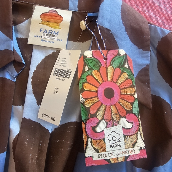 FARM Rio Blue and Brown Polka Dot Mini Dress Size Xs - Picture 3 of 3